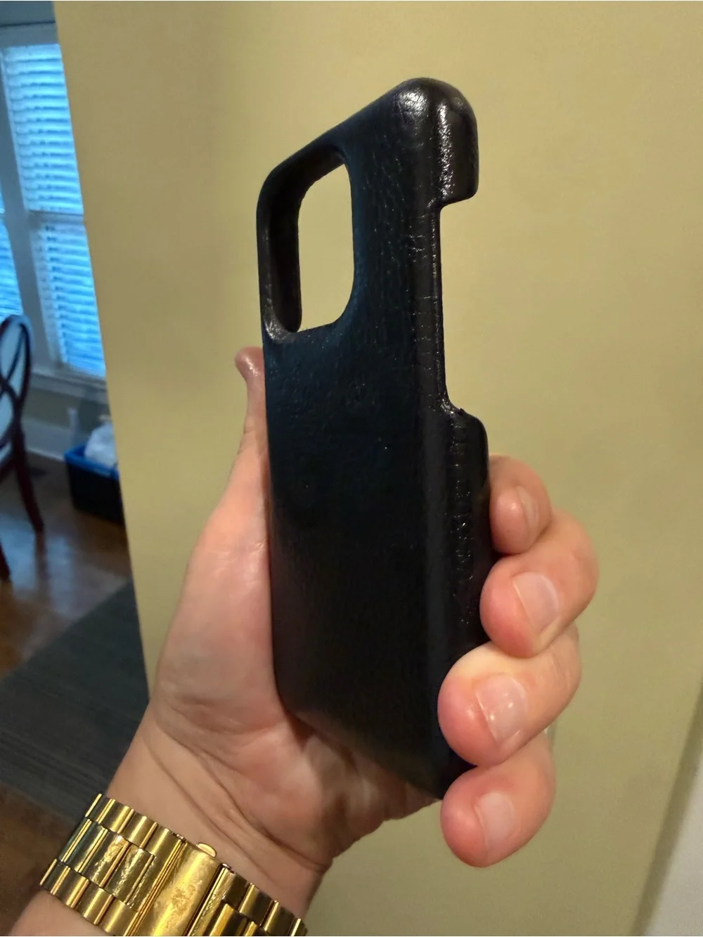 Gucci Black Jumbo GG Textured Leather iPhone 15 Pro Case